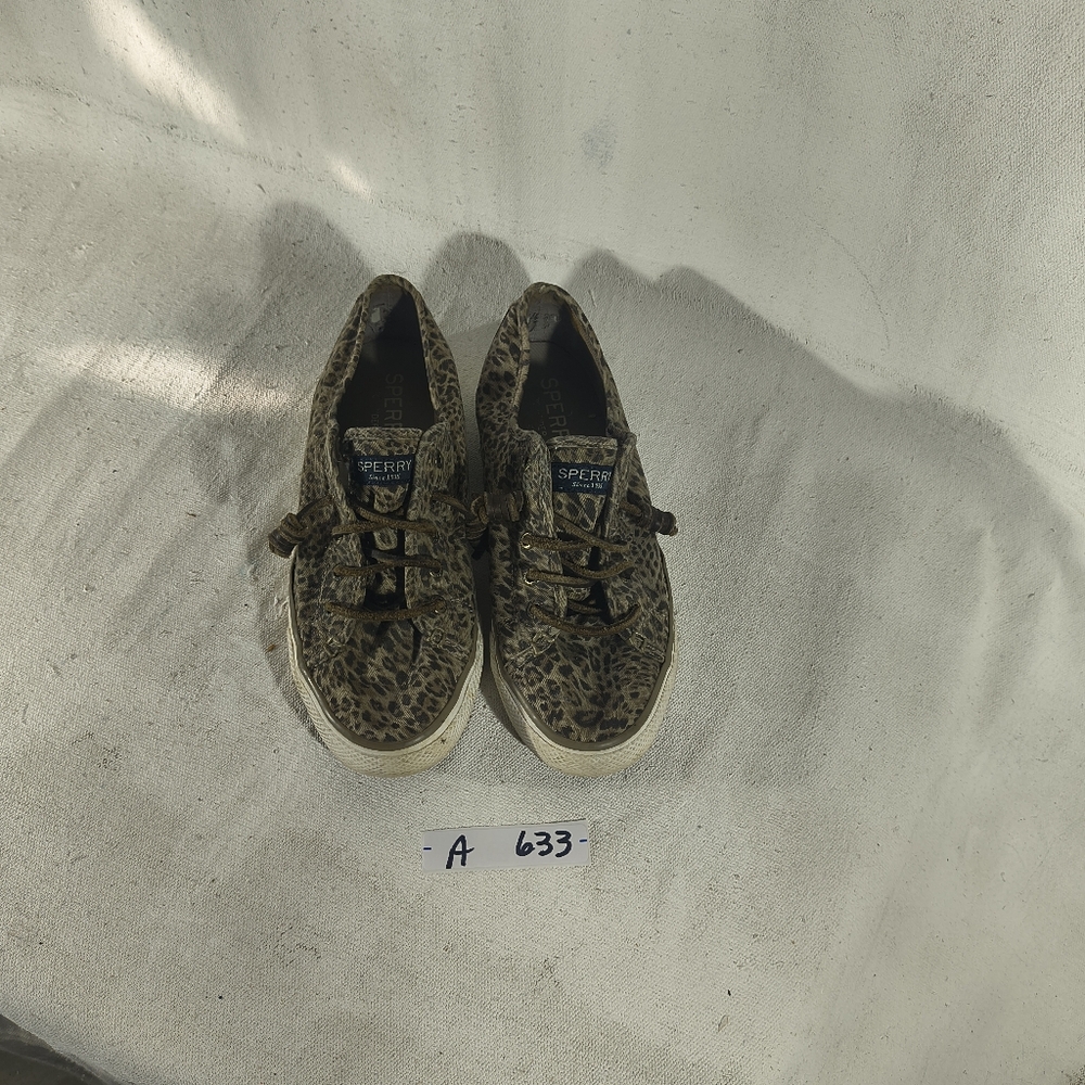 Women's Size 6 Leopard Print Sneakers With Leather Laces by Sperry Top Sider